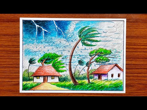 Easy sound lightning🌩 drawing // Strom //কালবৈশাখী drawing easy