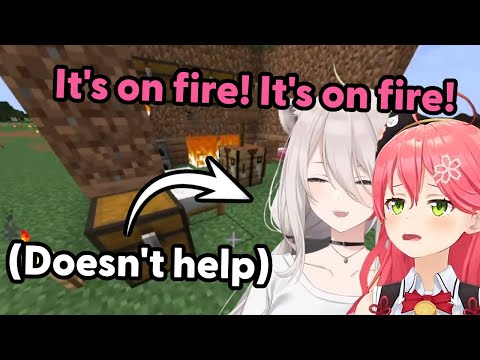 Botan laughs and watches as Miko's office burns down【Hololive】