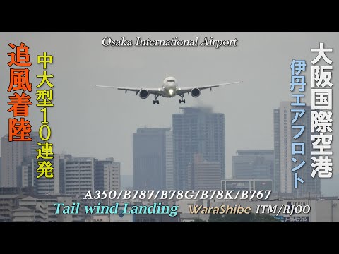 4K Mid-size aircraft Tail-wind landing at Osaka Itami Airport ITM/RJOO