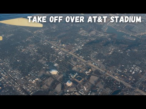 Take Off from Dallas Love field over Cowboys AT&T Stadium | Southwest Airlines