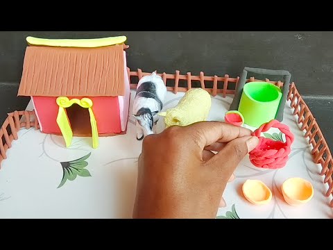 How to make clay house | polymer clay house and kitchen tools | small clay house | hand craft kbs