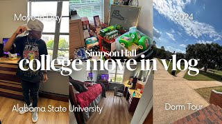 COLLEGE MOVE IN DAY VLOG| ALABAMA STATE UNIVERSITY | SIMPSON HALL| 2ND YEAR