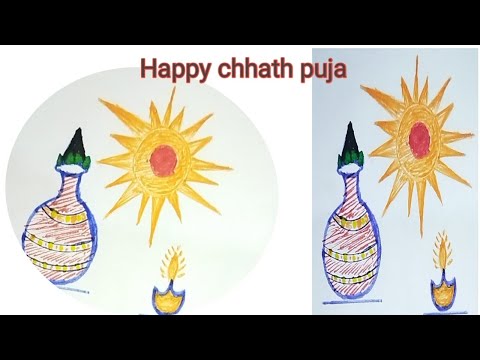 chhath puja drawing|chhath puja special drawing|chhath puja celebration|chhath puja achha drawing