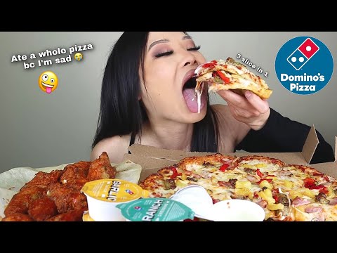 DOMINOS PIZZA WINGS MUKBANG ASMR Eating Sounds