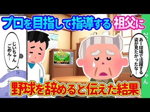 【2chほのぼの】ずっとかわいがってくれたじいちゃんの夢は俺をプロ野球選手にすることだけど、才能がない俺が突然野球をやめると伝えた結果…【ゆっくり】