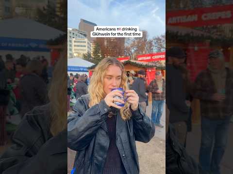 American🇺🇸tries Glühwein #glühwein #weihnachtsmarkt #christmasmarket #cultureshock #germanculture