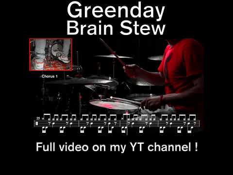 Green Day - Brain Stew - Drum Cover (with scrolling drum sheet) #drumcover #drumscore