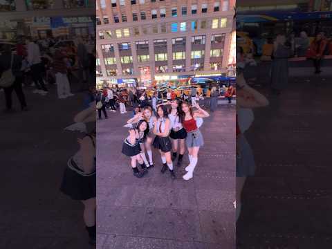 #kpop in #timessquare 🐰pls check out our full #ETA dance cover on my channel🪽🫶☺️ #newjeans