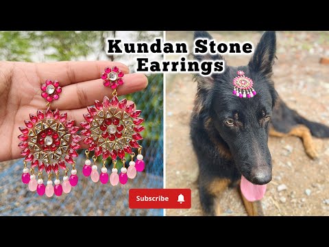 Kundan Stone Earrings Making at Home | Diy Earrings Tutorials | Handmade Jewellery | Diy by Kavita