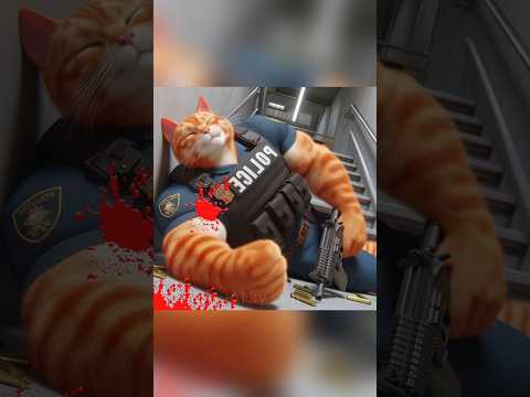 Police Cat Pain after Loss Kitten #cat #cute #ai #catlover #catvideos #cutecat #aiimages #aicat