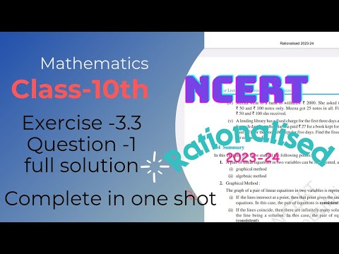 Class-10 Maths Chapter 3 Exercise 3.3 Question1 NCERT Pair of linear equations in two variables