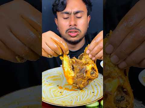 Spicy Full Mutton Head Curry Eating #mukbang #asmr #shortvideo #reelsvideo #viralvideo #reels #food