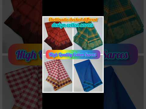 Chettinadu checked different design cotton sarees #shorts#viaralshorts#purecotton#chettinaducotton