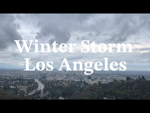 Winter Storm. Rain Clouds and Thunder & Lightning  Come Rolling In Across Los Angeles, California.