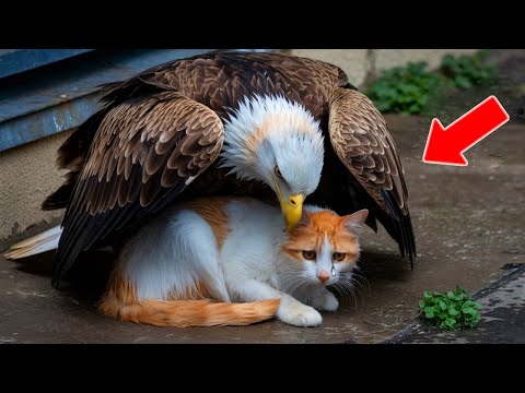 Injured Kitten Refuses to Leave Falcon's Side – When I Came Closer, The Falcon Did This!