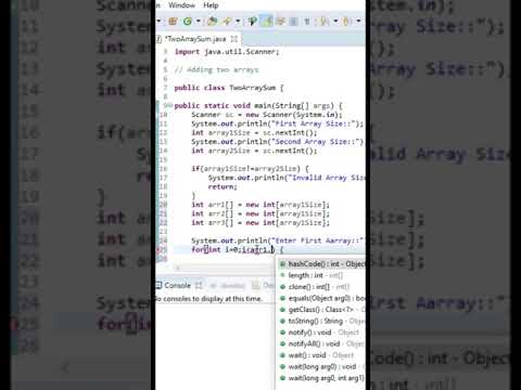 Sum of Two Array in Java 🤔🤔#shorts #java #JavaTCoding