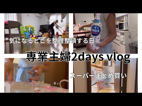 [主婦vlog]急に整理整頓したくなった日🪿/NEWネイル💅🩵/午前保育の日にまとめ買い🥕🍅