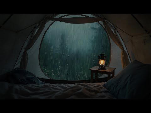 Rain Pounding on a Camping Tent - Cozy Night Sounds for Peaceful Sleep - White Noise 12HRS