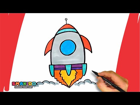 How To Draw a Rocket For Kids | Easy Rocket Drawing and Coloring Tutorial Step By Step