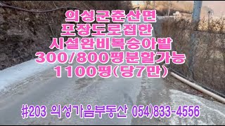 #203 의성가음부동산 계곡입구 개울옆 복숭아밭 1100평 7600만 (당7만) 300평 800평 분할가능 5m도로접 큰차진입 전기 수도가능 건축가능 귀농 주말농장용 #의성과수원