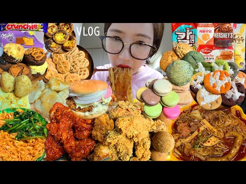 VLOG MUKBANG)Malatang+Mom's Touch Fried Chicken+Cheese balls+Kalbimmyeon+Guobaorou+Brownie+Scones