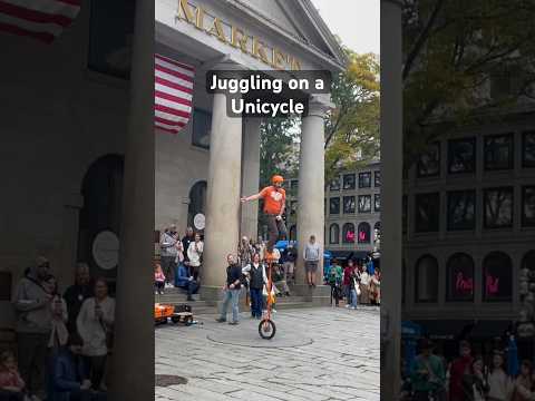 Juggling on a unicycle #boston #unicycling #entertainment