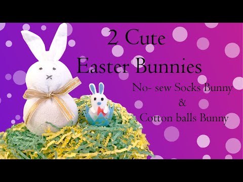 How to make 2 cute Easter Bunnies in Tamil ll Socks bunny & Cotton balls bunny l l Easy Bunny Crafts