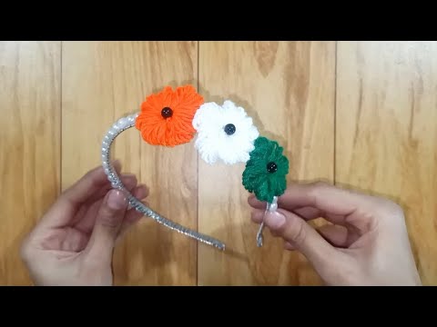 How to make a hair band from tiranga colours.#26januarycraftideas #diy #woolcraft#hairbandcraft #diy