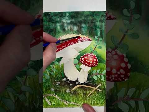 Red Mushroom Watercolor Workshop #learnwatercolor #mushroompainting #art #realisticwatercolor