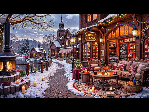 Captivating Winter Jazz Music for Good Mood ❄ Winter Street & Nostalgic Coffee Shop Outdoor Ambience