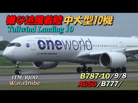 伊丹空港で嫌な追風どう攻める中大型10機 | 4K Tailwind Landing in Osaka ITAMI Airport ITM/RJOO