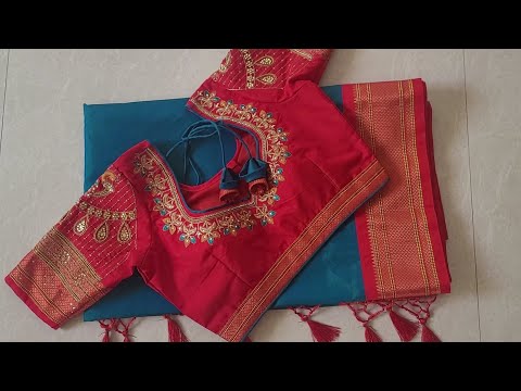 Paithani blouse design | Cutting and stitching back neck design