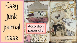 More easy junk journal ideas! Accordion paper clip & envelope & fun page layouts. 😊