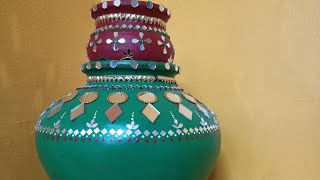 Home Decoretion Idea 💡Easy Old Matka Decoration Idea 😍Waste Mataka Deaction 😍Best out of Waste❤️