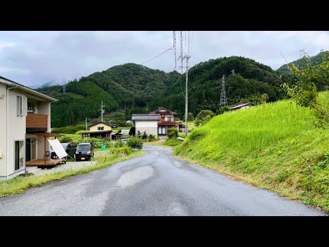 Walking in Rain through Countryside Nagano Mountain Village 4K HDR