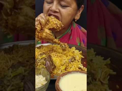 @eating 🥵 spicy chicken curry with mutton biryani ##ytshorts