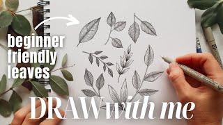 How to Draw Leaves ❃ Easy Beginner Friendly Drawing Tutorial ❃ Leaf Drawing Basics