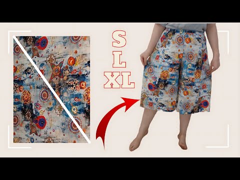 Very Easy how to Cutting and Trousers Stitching | Palazzo Skirt Pants Tutorial with Cut-out Deta