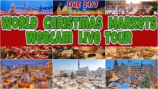 🎄🅻🅸🆅🅴🎁Christmas Markets Around the World✨Webcam Tour❄️Magical Holiday Markets🎅🛷New Year Jazz Music🎹