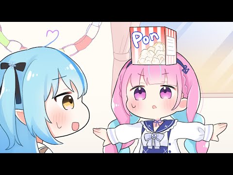 【手描き】食いしん坊あくたんを見逃さないラミィちゃん【ホロライブ/雪花ラミィ/湊あくあ 】