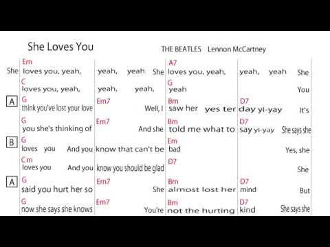 「She Loves You」The Beatles(cover)ボーカル楽器練習用コード譜動画