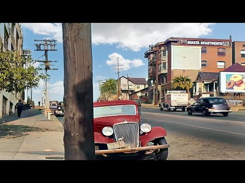 California 1940s in Color, Los Angeles and Newport Beach [60fps, Remastered] w/sound design added