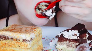 ASMR Chocolate and Caramel Cake Eating Vlog, Mukbang. 초콜릿과 카라멜 케이크 먹기 @saltedcaramelasmr