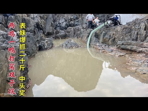 【阿向趕海】兩雞一鴨打窩雙子坑 表妹初次下海力擒青鰻群魚束手就擒爆抓20斤