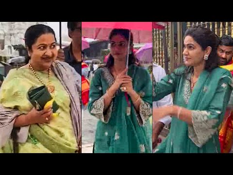 Allu Arjun Wife Sneha Reddy And Raadhika Latest Visuals At Tirumala | Pushpa 2 | BTV Daily