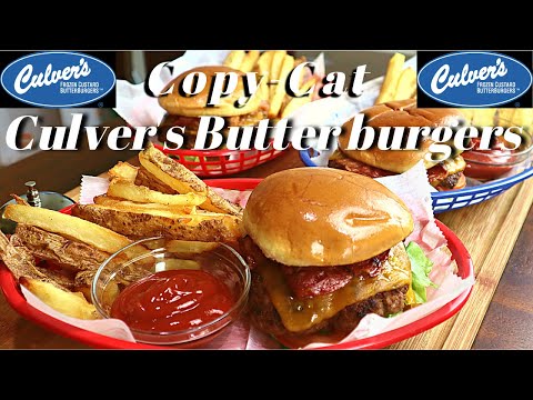 COPYCAT CULVER'S BUTTER BURGER | HOW TO MAKE BACON BUTTER BURGERS WITH CHEESE AT HOME RECIPE