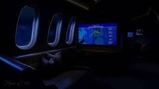 DARK Private Jet Airplane Brown Noise Ambience | Flight Map | Sleeping, Reading, Studying | Zen