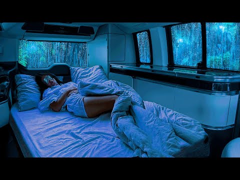 Fall Asleep Fast in Under 5 Minutes with The Sound of Rain & Thunder on Window Cozy Car at Night.