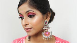 Durga Puja Traditional Easy Bengali Makeup || Simple and glamorous makeup || Indian Festive makeup