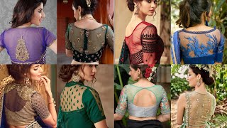 Fancy netted blouse designs back || Stylish blouse net designs